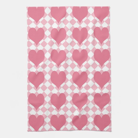Roze harten theedoek (Verticaal)