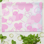 Roze harten theedoek (Gevouwen)