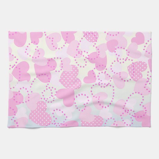 Roze harten theedoek (Horizontaal)