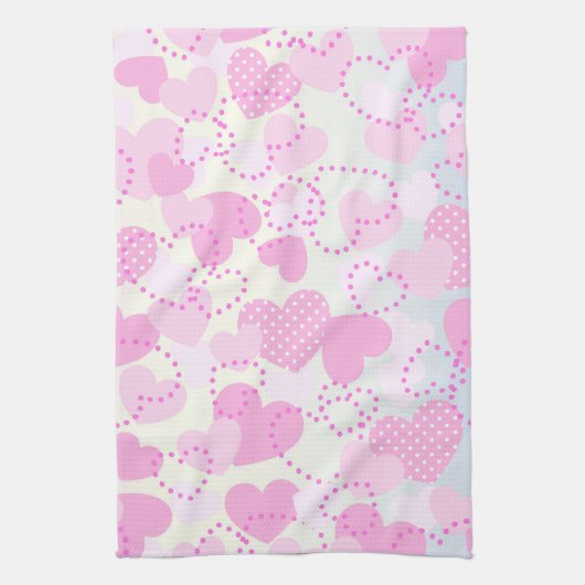 Roze harten theedoek (Verticaal)