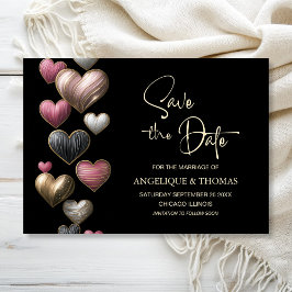 Roze harten trouwkaart om de datum te bewaren save the date