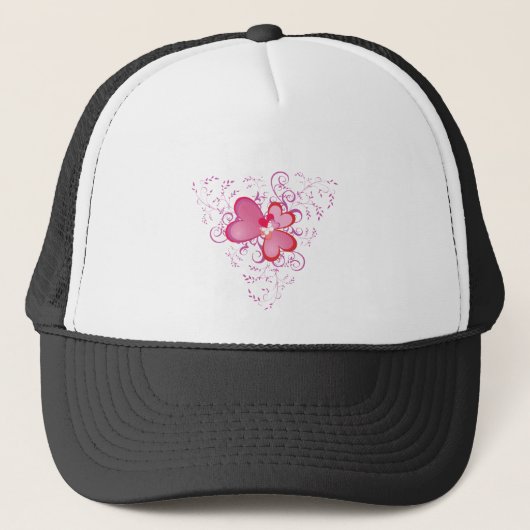 Roze harten trucker pet (Voorkant)