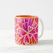 Roze harten tweekleurige koffiemok (Voorkant rechts)