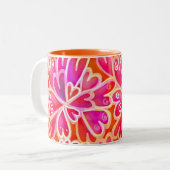 Roze harten tweekleurige koffiemok (Voorkant links)