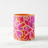 Roze harten tweekleurige koffiemok (Center)
