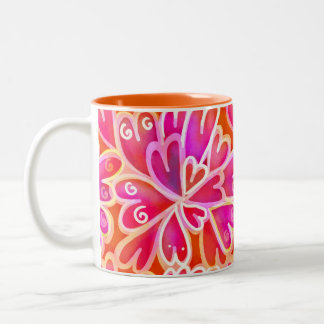 Roze harten tweekleurige koffiemok