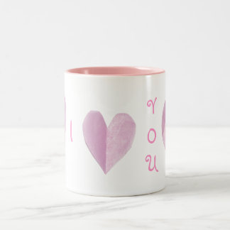Roze harten tweekleurige koffiemok