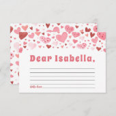 Roze Harten Valentijn 1e Verjaardag Tijd Capsule Informatiekaartje (Voorkant / Achterkant)