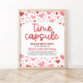 Roze Harten Valentijn 1e Verjaardag Tijd Capsule Poster