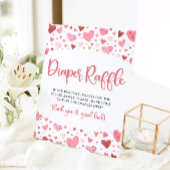 Roze Harten Valentijn Baby shower Luier Raffle Reclamebord Met Voetstuk