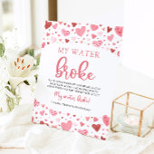 Roze harten Valentijn Baby shower Mijn water brak Reclamebord Met Voetstuk
