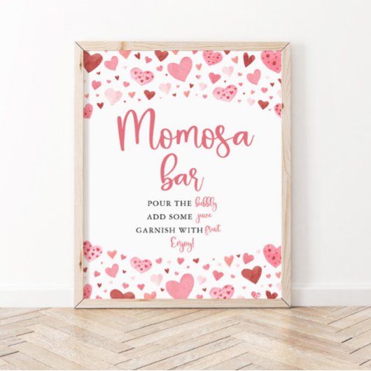 Roze Harten Valentijn Baby shower Momosa Bar Teken Poster
