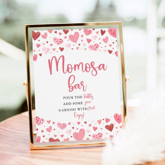 Roze Harten Valentijn Baby shower Momosa Bar Teken Poster