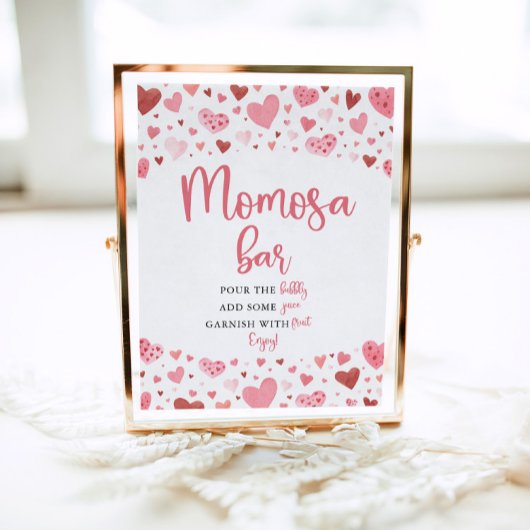 Roze Harten Valentijn Baby shower Momosa Bar Teken Poster