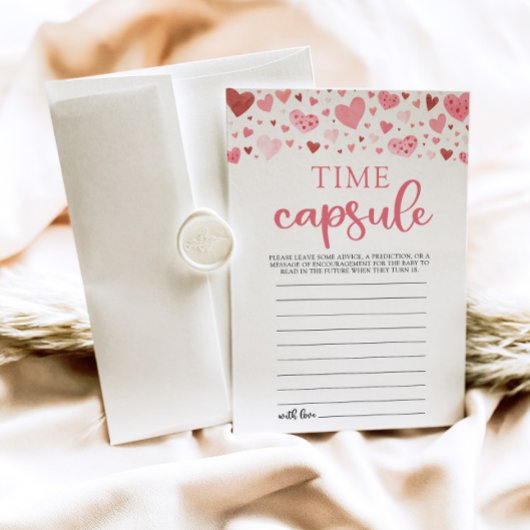 Roze Harten Valentijn Baby shower Tijd Capsule Kaart