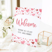 Roze Harten Valentijn Baby shower Welkomstbord Reclamebord Met Voetstuk