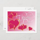 Roze harten Valentijn Briefkaart (Voorkant / Achterkant)