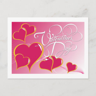 Roze harten Valentijn Briefkaart