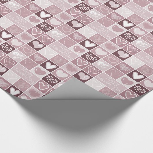 Roze harten Valentijn Cadeaupapier (Hoek)