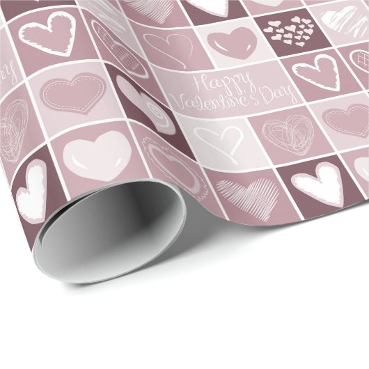 Roze harten Valentijn Cadeaupapier (Rol Hoek)