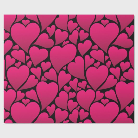 Roze harten Valentijn Cadeaupapier (Vlak)