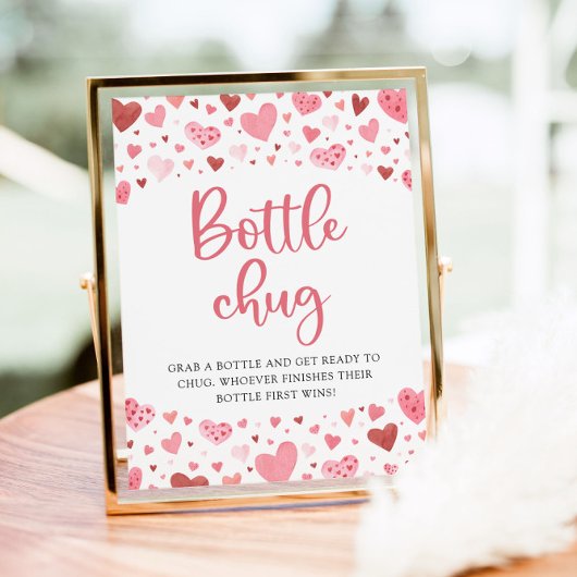 Roze harten Valentijn fles chug Baby shower teken Poster