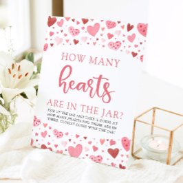 Roze harten Valentijn hoeveel harten Baby shower Reclamebord Met Voetstuk