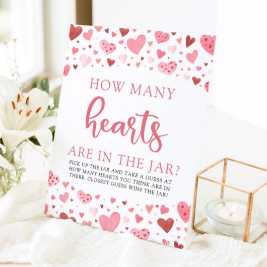 Roze harten Valentijn hoeveel harten Baby shower Reclamebord Met Voetstuk