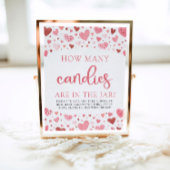 Roze harten Valentijn hoeveel Snoepjes Baby shower Poster