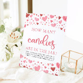 Roze harten Valentijn hoeveel Snoepjes Baby shower Reclamebord Met Voetstuk