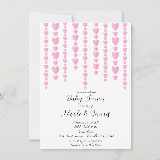 Roze Harten Valentijn Paar's Baby shower Kaart (Voorkant)