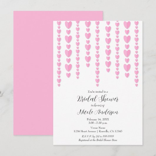 Roze Harten Valentijn Paar's Vrijgezellenfeest Kaart (Voorkant / Achterkant)