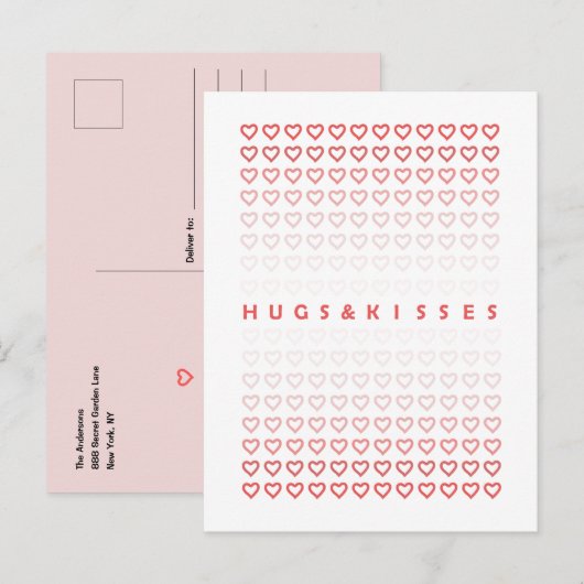 Roze harten Valentijnsdag Briefkaart (Voorkant / Achterkant)