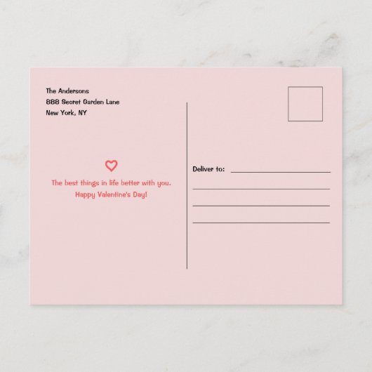 Roze harten Valentijnsdag Briefkaart (Achterkant)