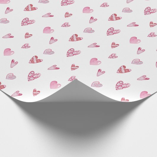 Roze harten Valentijnsdag Cadeaupapier (Hoek)