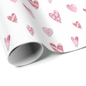 Roze harten Valentijnsdag Cadeaupapier (Rol Hoek)
