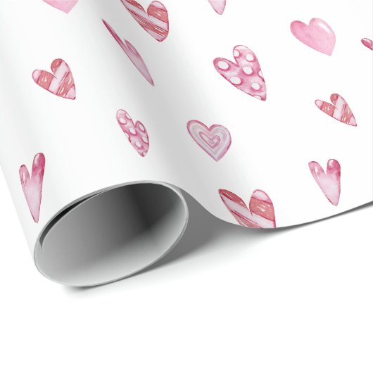 Roze harten Valentijnsdag Cadeaupapier (Rol Hoek)