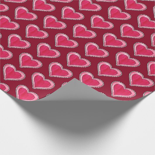  roze harten Valentijnsdag Cadeaupapier (Hoek)