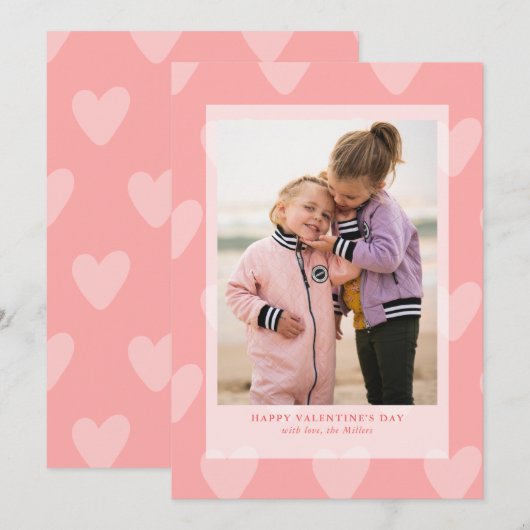 Roze harten Valentijnsdag Fotokaart (Voorkant / Achterkant)
