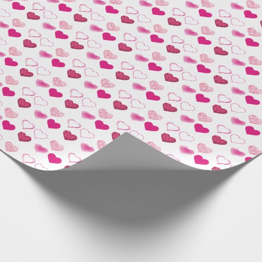 Roze harten Valentijnsdag Gift Wrap Cadeaupapier (Hoek)