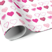 Roze harten Valentijnsdag Gift Wrap Cadeaupapier (Rol Hoek)