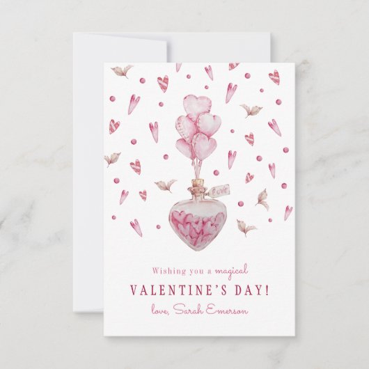 Roze harten Valentijnsdag klaslokaal (Voorkant)