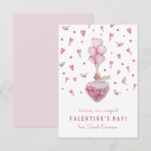 Roze harten Valentijnsdag klaslokaal (Voorkant / Achterkant)