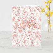 Roze Harten Valentijnsdag Liefde Kaart (Gele Bloem)