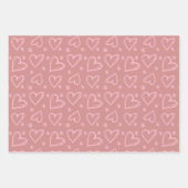 Roze harten Valentijnsdag Love Retro Checker Inpakpapier Vel (Voorkant 3)