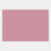 Roze harten Valentijnsdag Love Retro Checker Inpakpapier Vel (Voorkant 2)