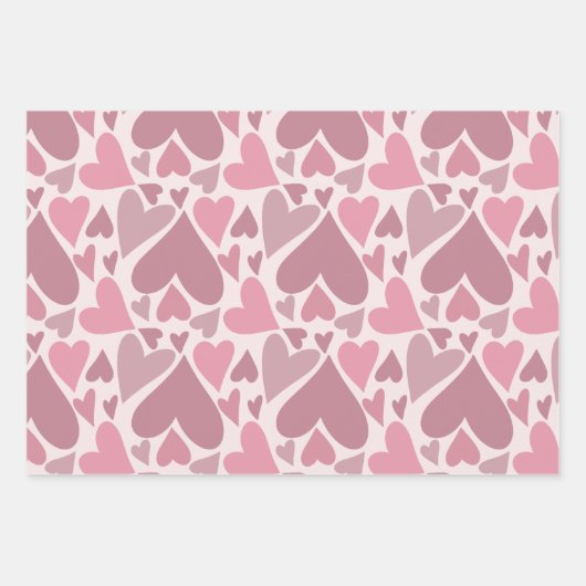 Roze harten Valentijnsdag Love Retro Checker Inpakpapier Vel (Voorkant 3)