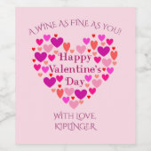 Roze harten Valentijnsdag Wijn Etiket (Enkel label)