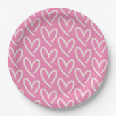 Roze harten van harten papieren bordje (Voorkant)