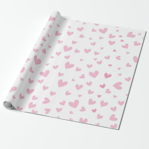 Roze harten verpakkingspapier cadeaupapier